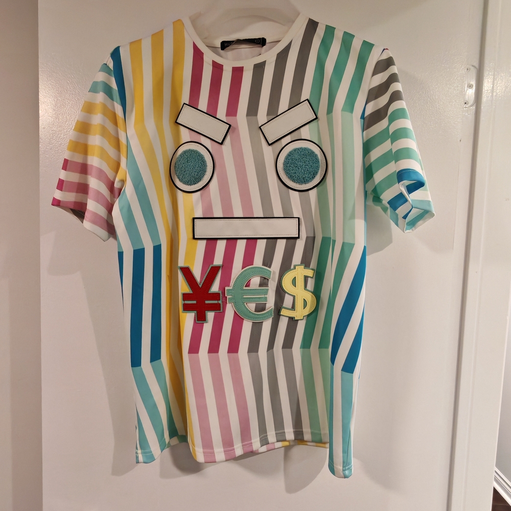 HUDSON OUTERWEAR Multicolor Patched Face & Currency T-Shirt - UNISEX